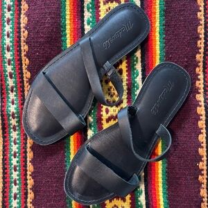 Madewell Black Leather Boardwalk Sandals